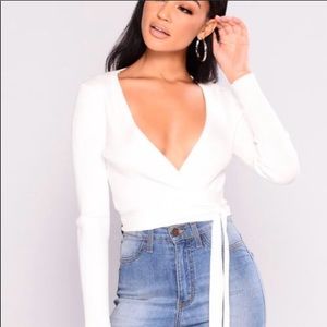Fashion nova ivory wrap sweater top